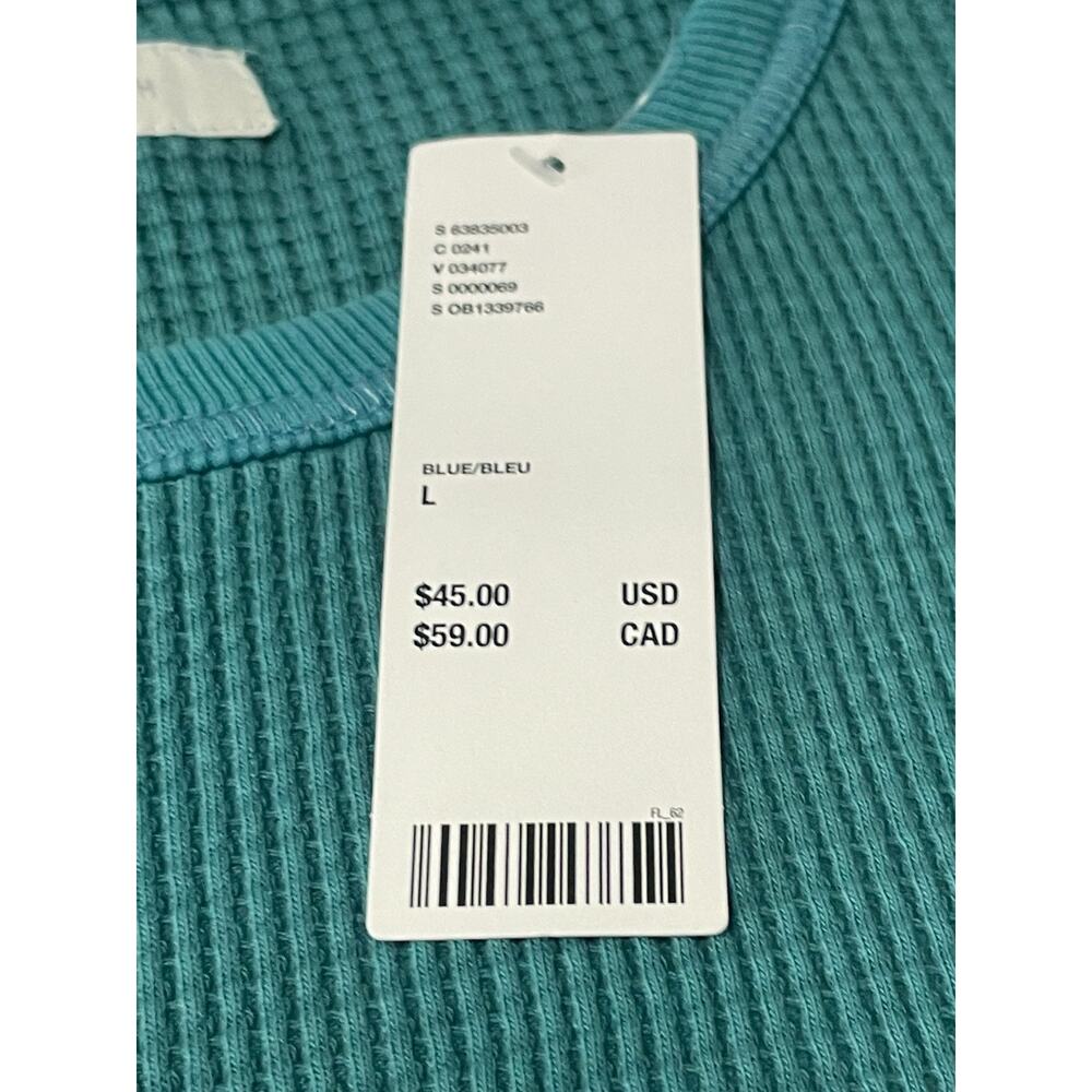 NWT Urban Outfitters Shirt Mens‎ L Blue Waffle Adult Long Sleeve Tee Crew Neck - Picture 6 of 12